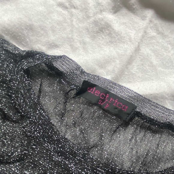vintage 90s stretch glitter mesh top - Picture 3 of 3